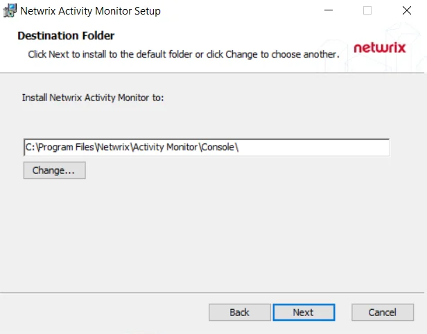 Destination Folder Page