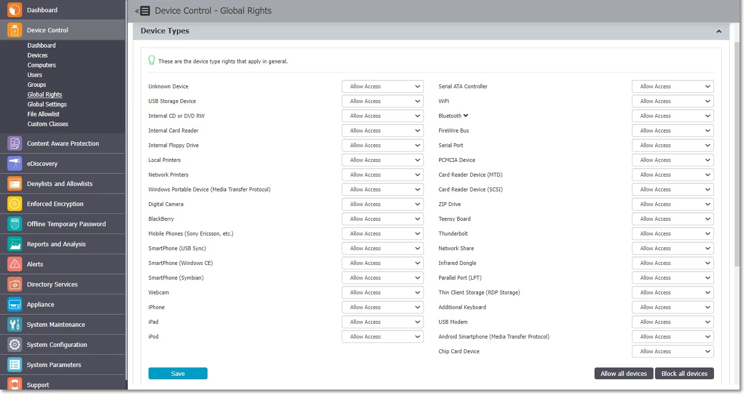 These are device types that apply in General