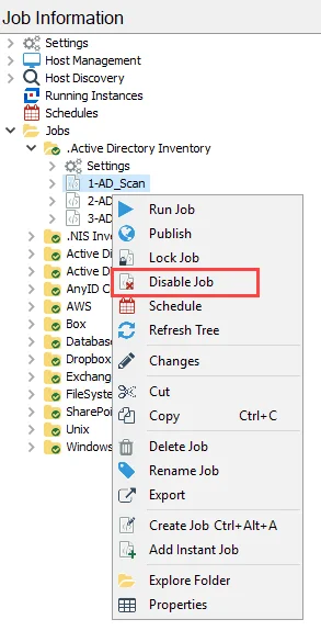 Disable Job from Jobs Tree