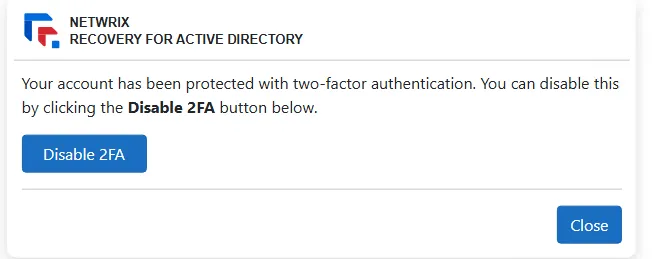 Disable MFA page