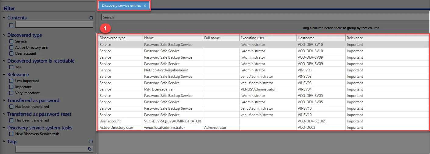 discovery service entries