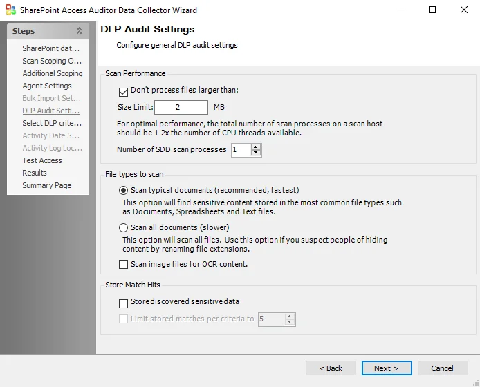 DLP Audit Settings