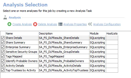 Analysis Tasks for the FS_DLPResults Job
