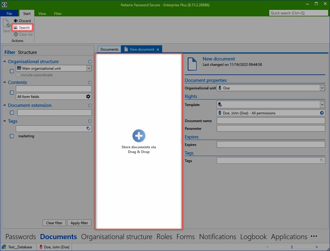 searching document