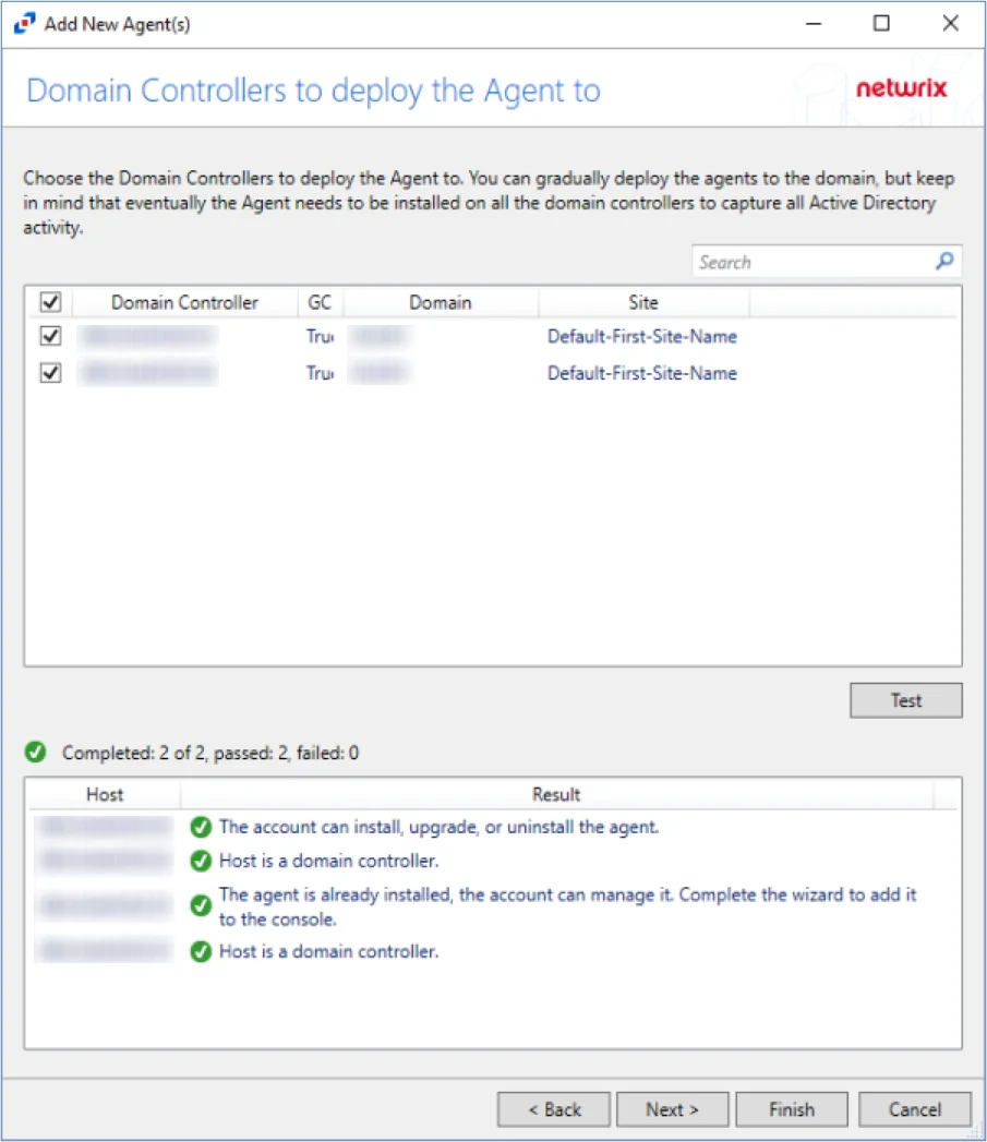 Domain Controllers to Deploy Agent