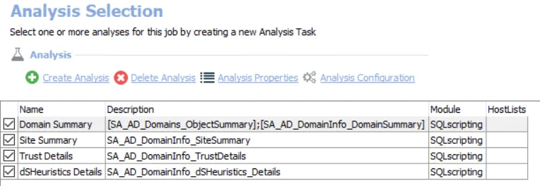 Analysis Selection