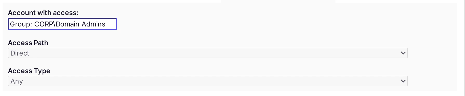 The Systems filters with the Account with access filter set to a group