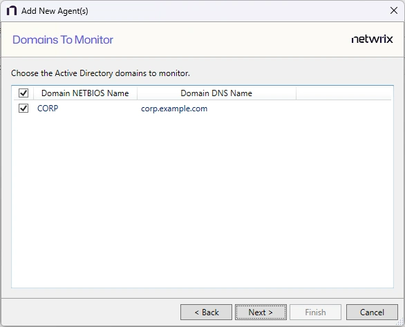 Domains to Monitor page