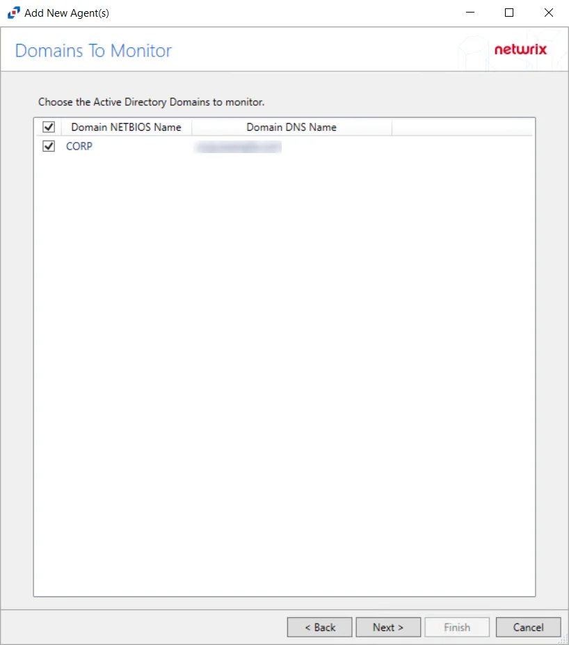 Domains to Monitor page