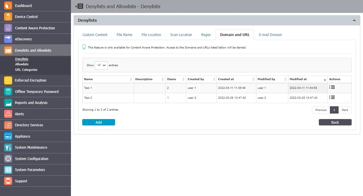 Domain and URL Denylists 