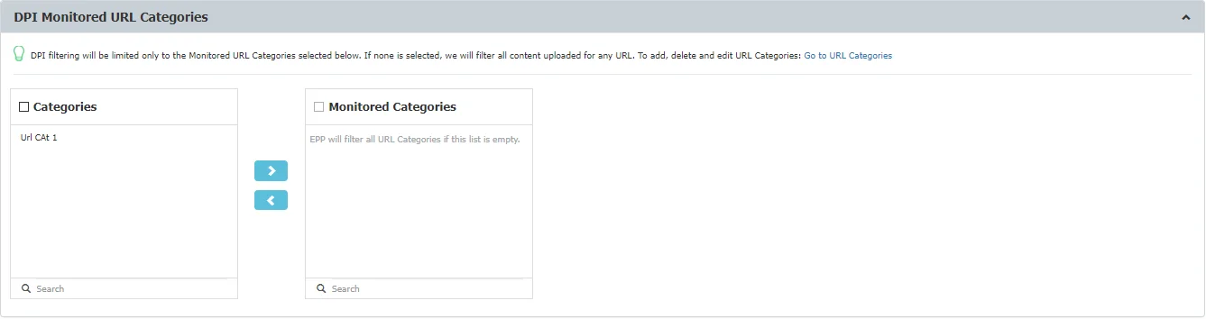 Deﬁne the monitored URL categories the Deep Packet Inspection