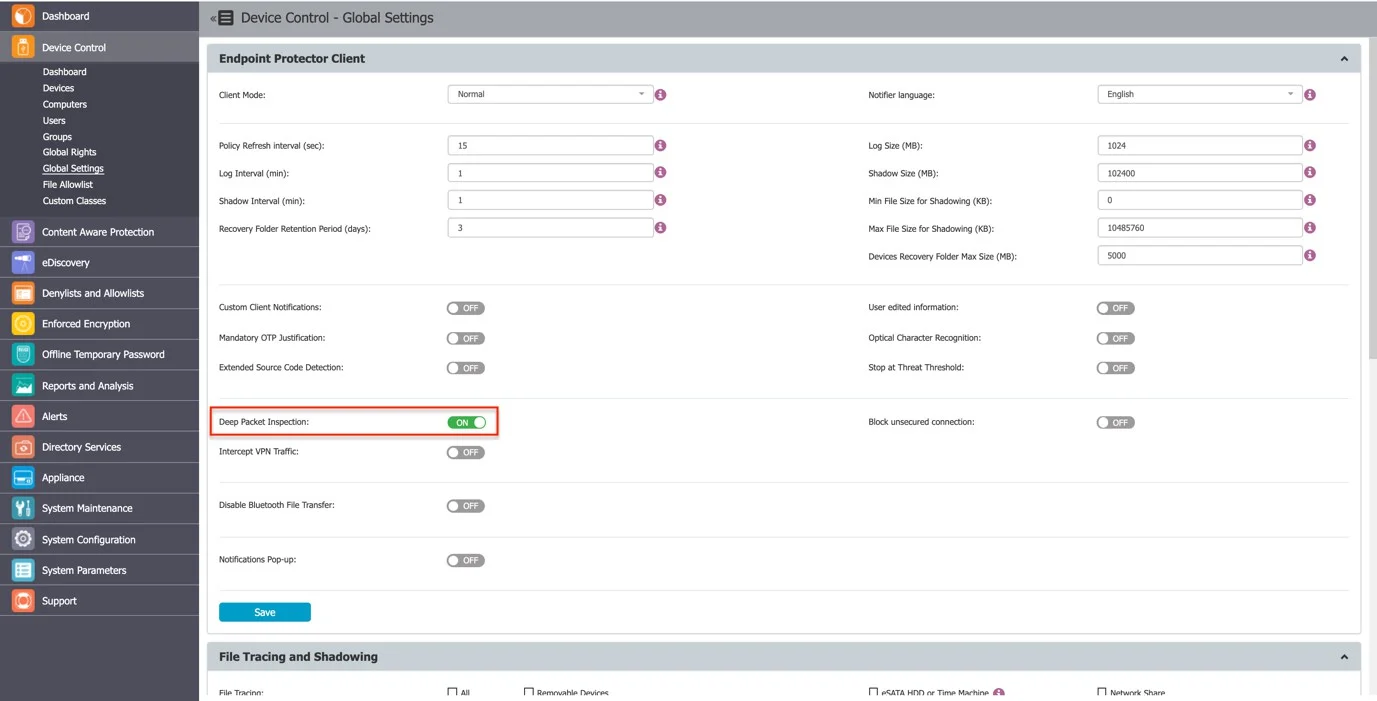 Activating Deep Packet Inspection