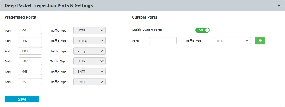 Deep Packet Inspection Ports and Settings