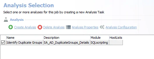 Analysis Task for the AD_DuplicateGroups Job