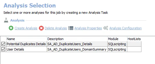Analysis Tasks for the AD_DuplicateUsers Job