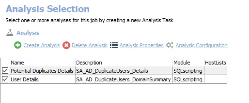 Analysis Tasks for the AD_DuplicateUsers Job