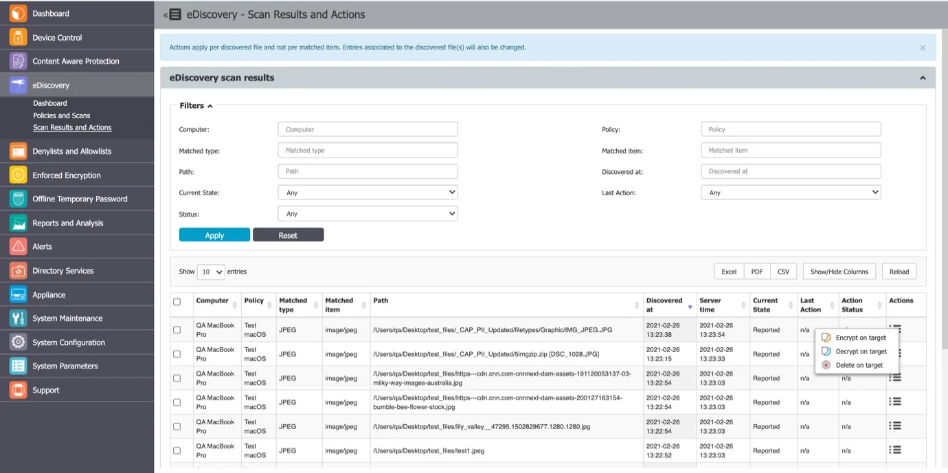 Viewing Scan Results and Taking Actions
