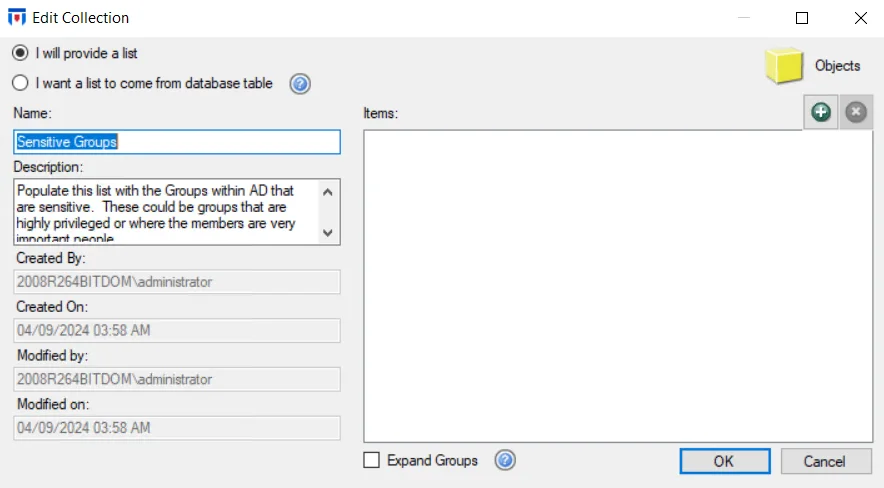 Edit Collection Window