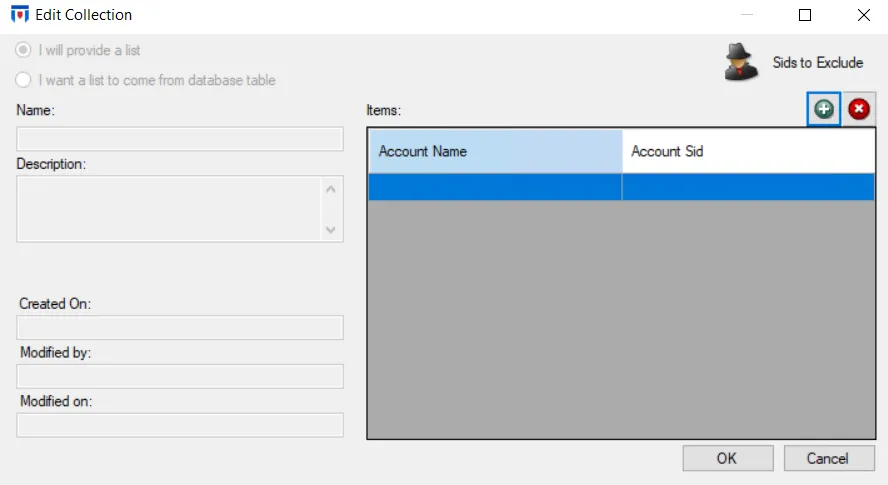 Edit Collection window - For Selected Accounts