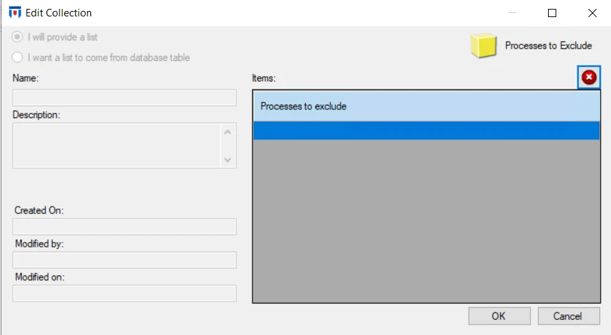 File Monitor Settings &gt; Edit Collection window (for processes)