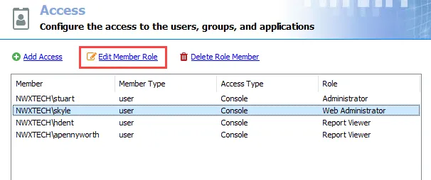 Edit Member Role
