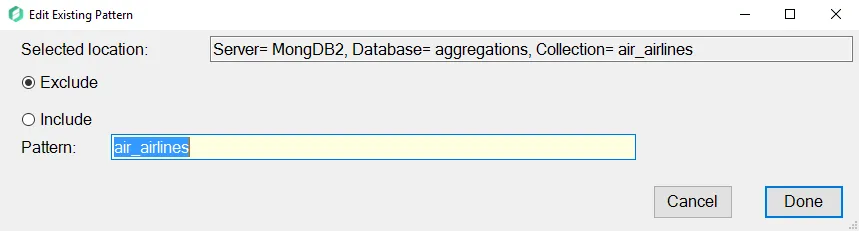 Edit Existing Pattern window