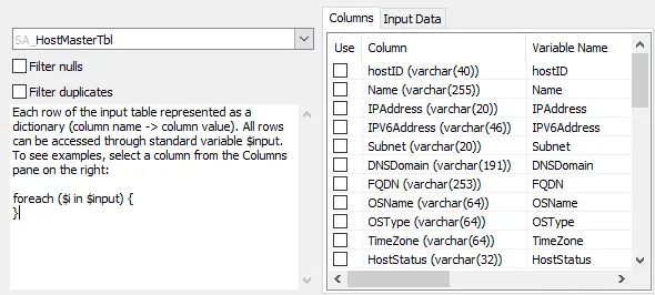 Text Box and the Columns tab populated with information
