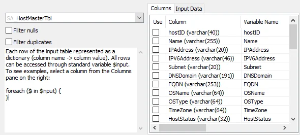 Text Box and the Columns tab populated with information