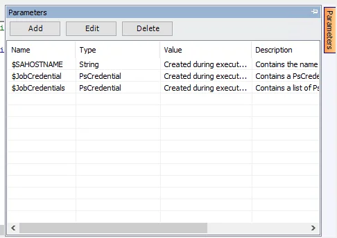 Parameters Window
