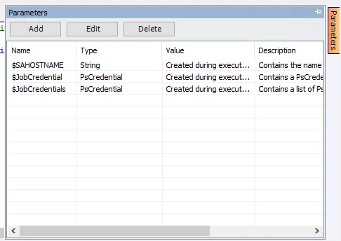 Parameters Window