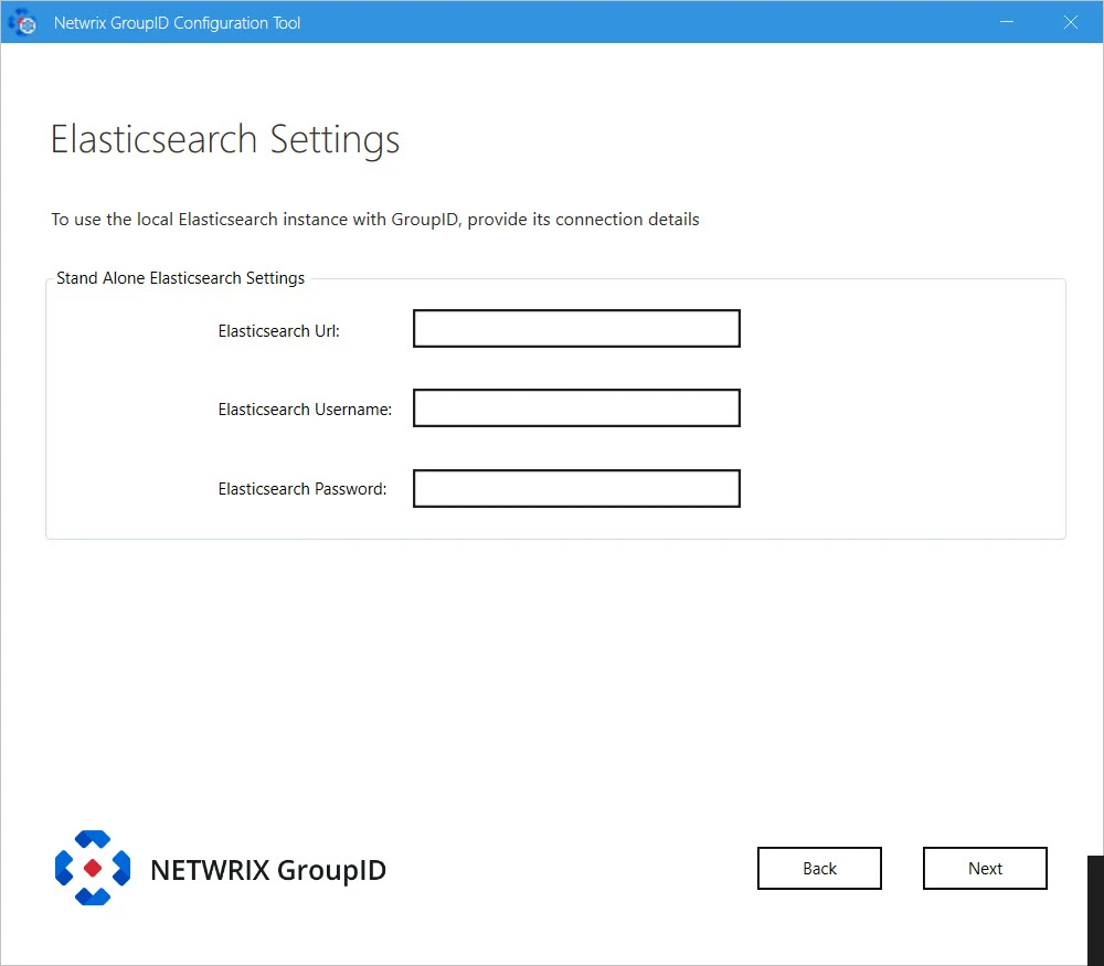 Elasticsearch settings page