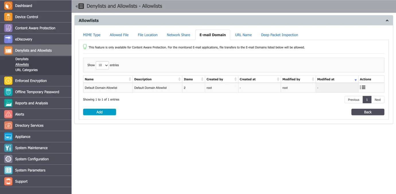 E-mail Domain Allowlists