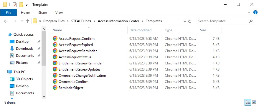 Unzipped Email Templates in Templates Folder