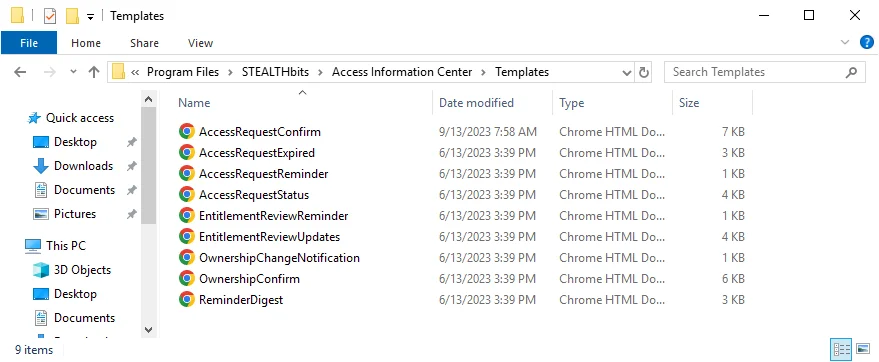 Unzipped Email Templates in Templates Folder