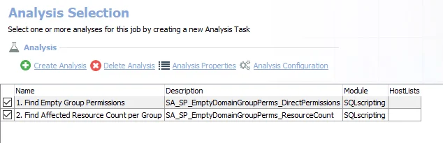 Analysis Tasks for the SP_EmptyDomainGroupPerms Job