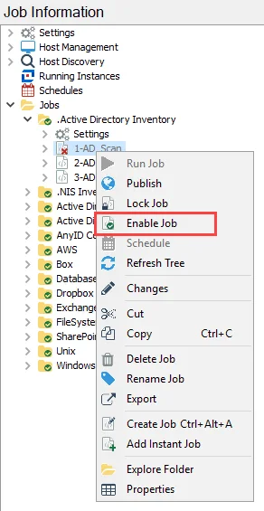 Enable Job from Jobs Tree