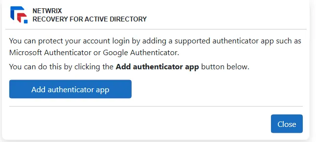 Enable MFA page