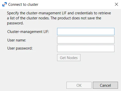 Connect to Cluster popup window