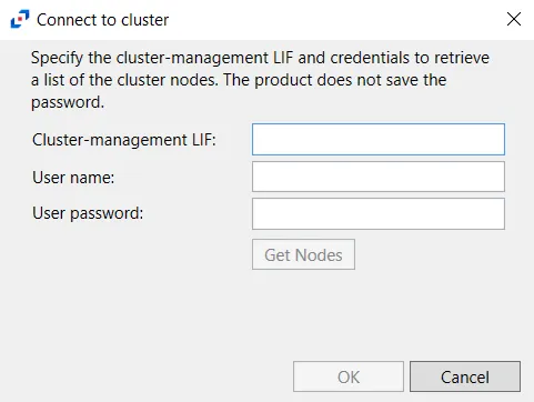 Connect to Cluster popup window