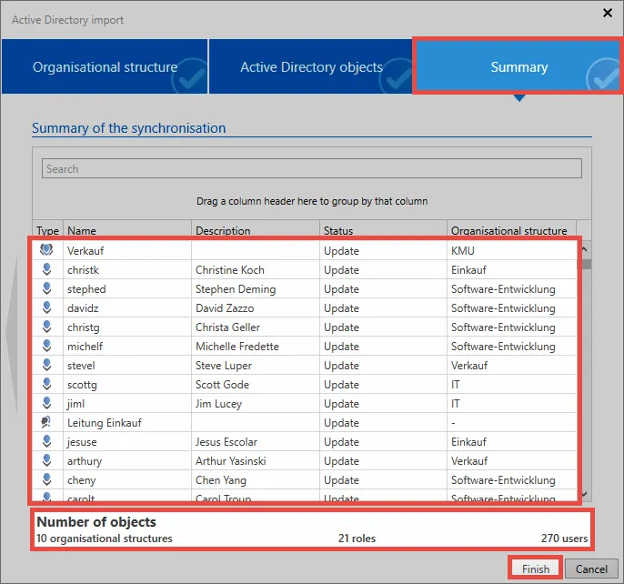 Import wizard/Summary