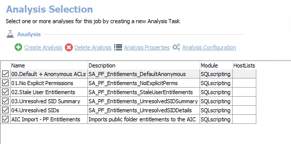Analysis Tasks for the PF_EntitlementScans Job