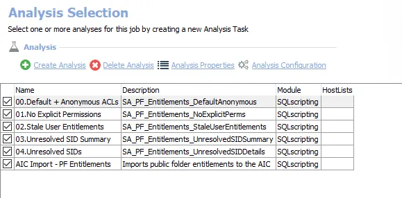 Analysis Tasks for the PF_EntitlementScans Job