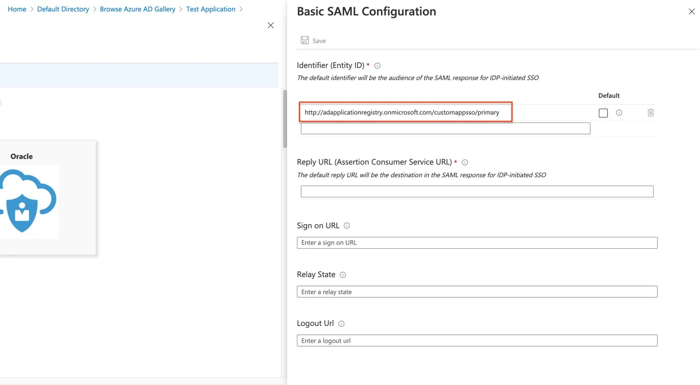 Basic SAML Conﬁguration page