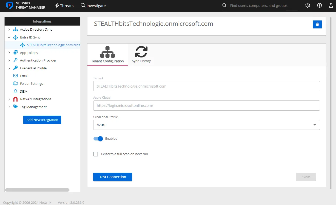 Tenant Configuration tab