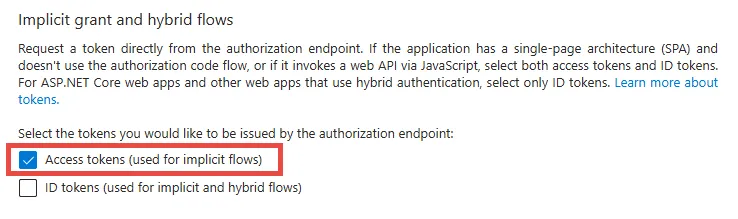 Entra ID SPA Token option