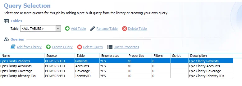 Queries for the AnyID_EpicClarity Job