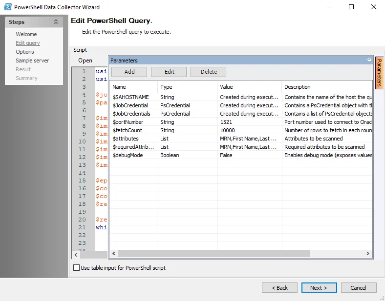 Edit Query Page