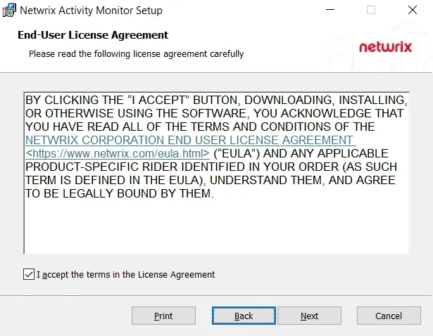 Recovery for Active Directory Setup wizard - Initial EULA page