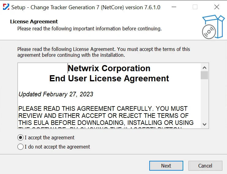 End-User License Agreement Page