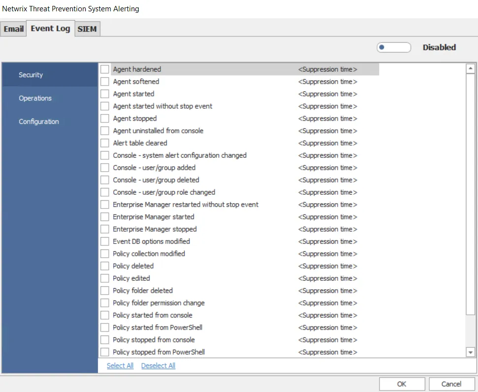 Notification Data Analysis Module wizard Event Log properties page